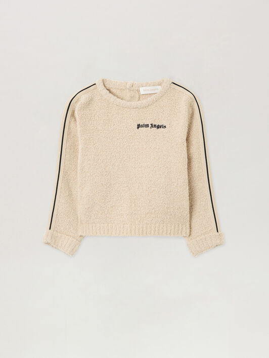 Logo Teddy Track Knit Crew PALM ANGELS Logo Teddy Track Knit Crew ECRU - BROWN PBXP003F25KNI001
