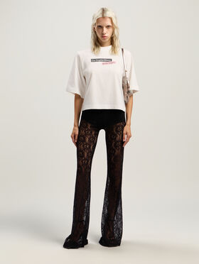 PALM ANGELS Paxlatimes Cropped Tee OFF WHITE - MULTICOLOR PWAA079F25JER004