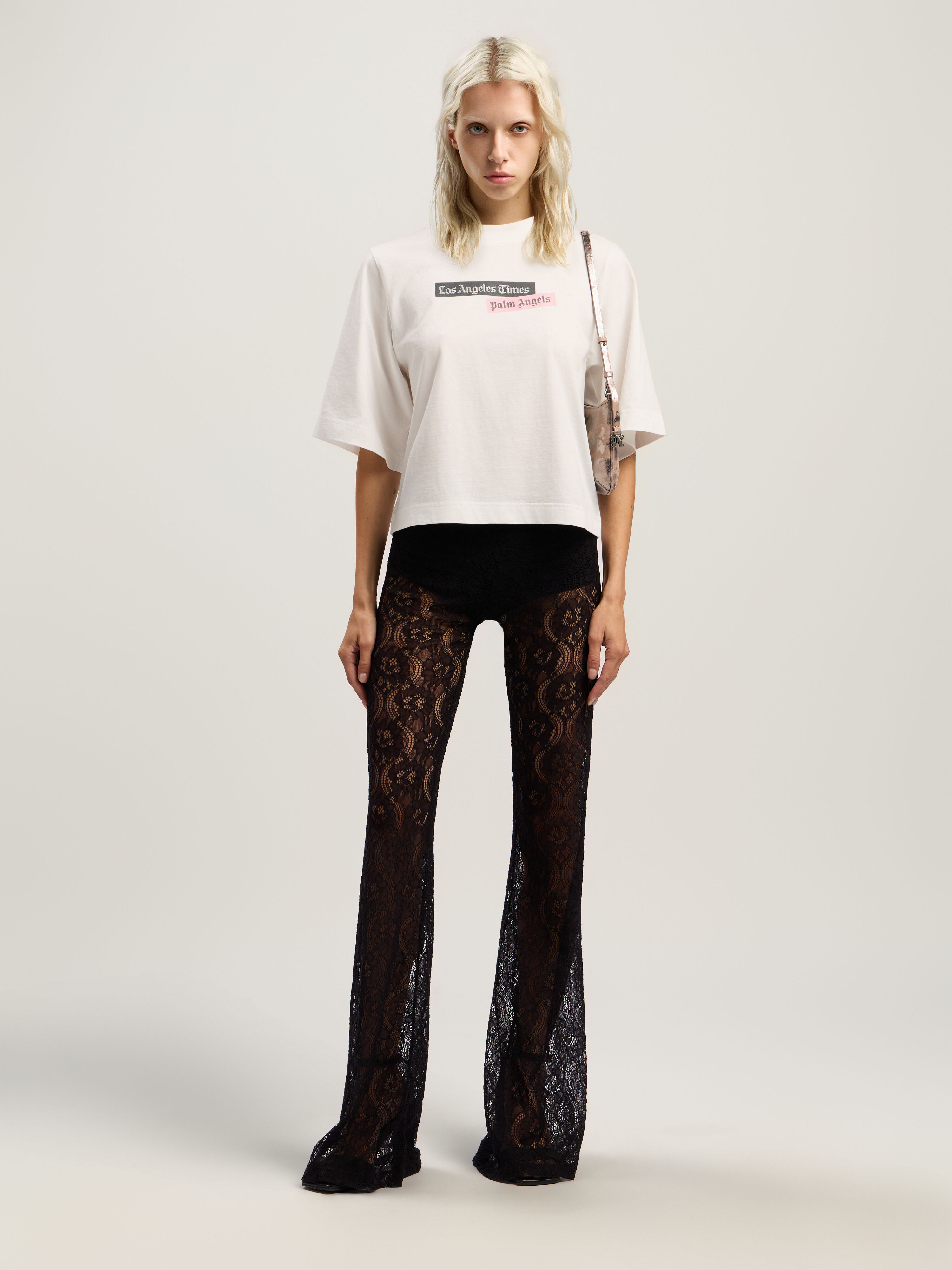 PALM ANGELS Paxlatimes Cropped Tee OFF WHITE - MULTICOLOR PWAA079F25JER004