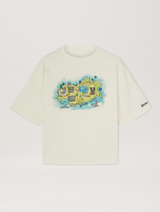 PALM ANGELS  Palm Island T-Shirt BUTTER BLACK PBAA002S25JER005