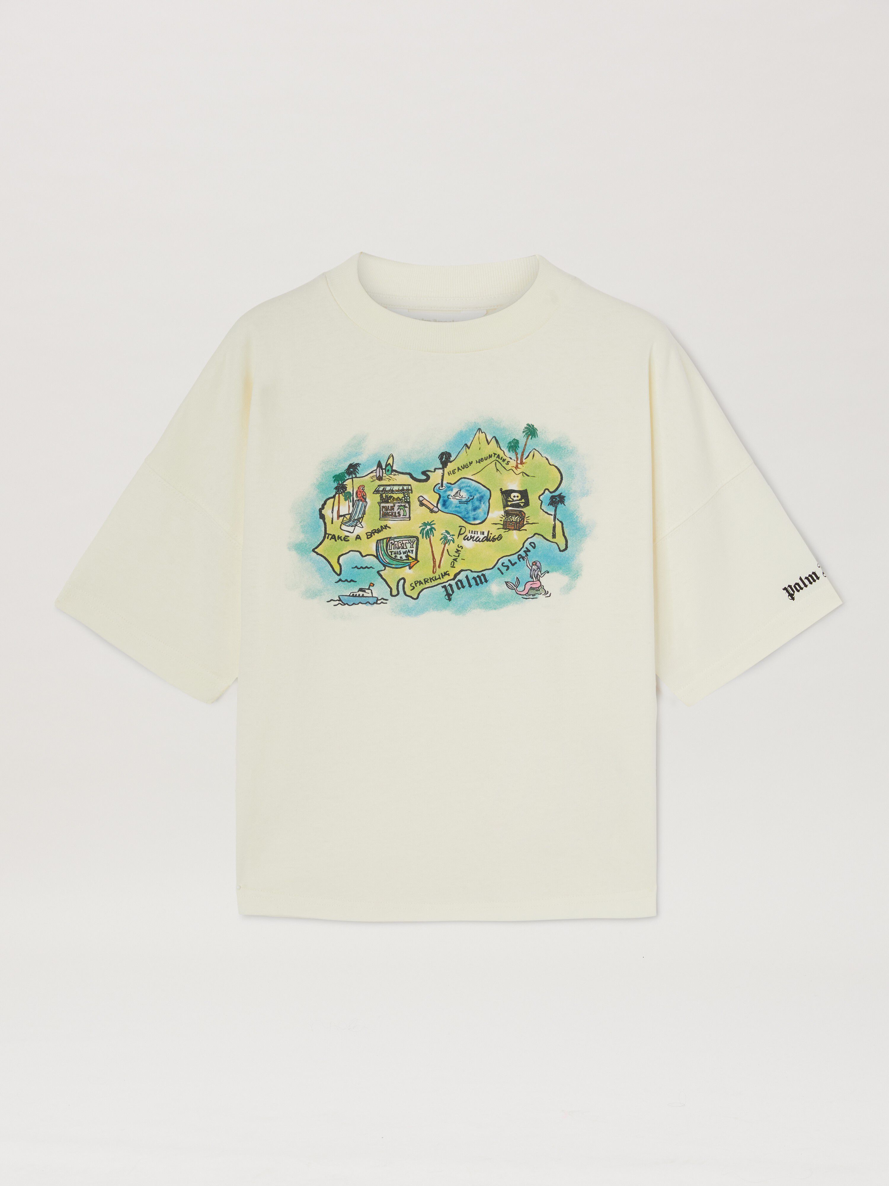 PALM ANGELS  Palm Island T-Shirt BUTTER BLACK PBAA002S25JER005