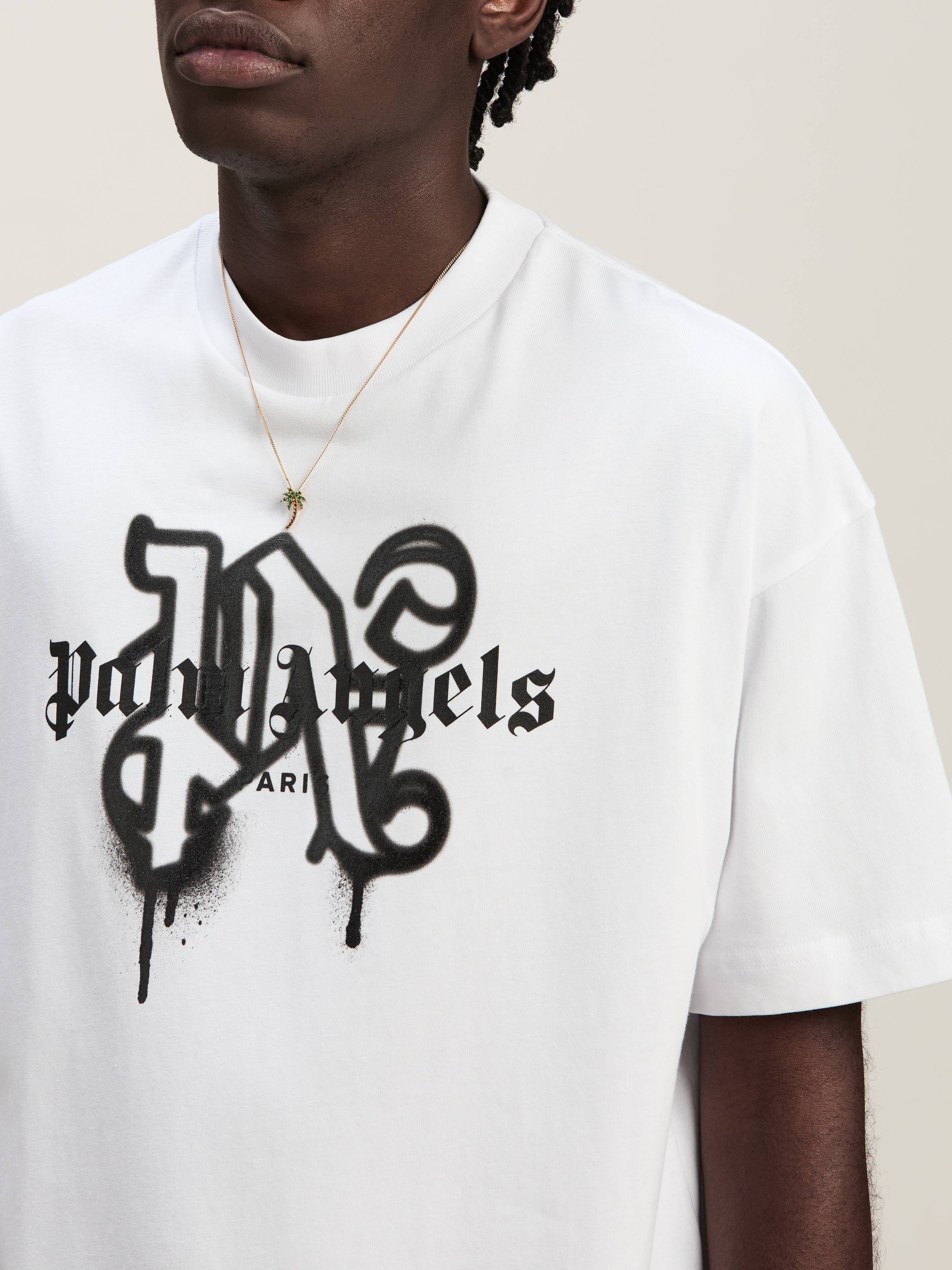 PALM ANGELS Monogram Spray City T-Shirt Paris BIANCO PMAA001C99JER027