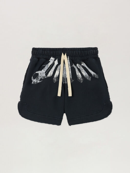 PALM ANGELS Big Waist Logo Sweatshorts BLACK OFF WHITE PWCI017S26FLE001