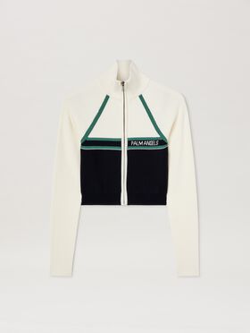 PALM ANGELS  Racing Strickjacke BABY BLUE - OFF WHITE PWAA017S25JER001
