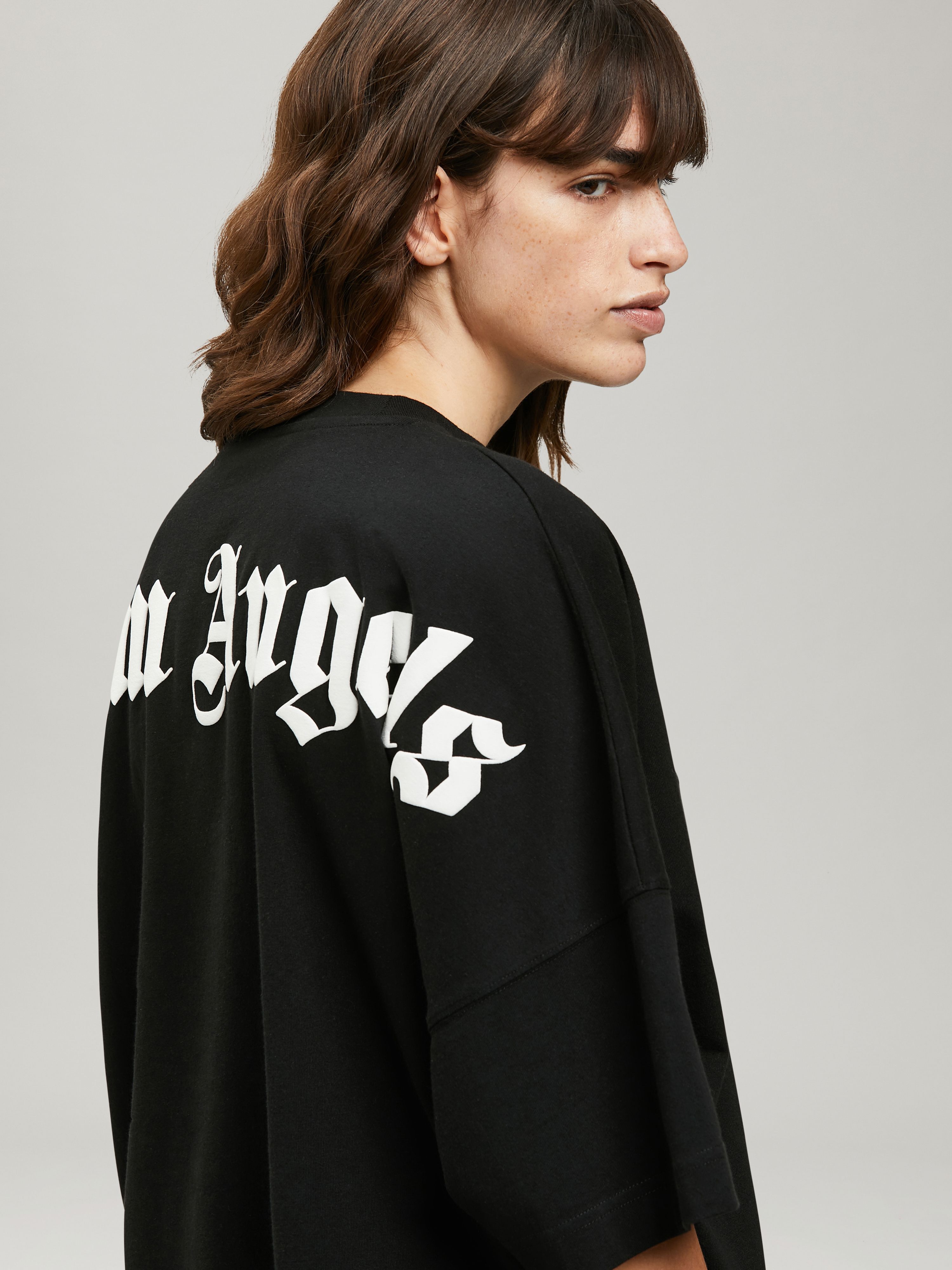 PALM ANGELS Classic Logo Over Tee BLACK - WHITE PWAA023C99JER002