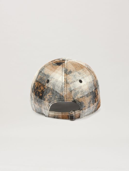 PALM ANGELS  Curved Lofo Check Baseball Cap GREY - BLACK PMLB104S25FAB002