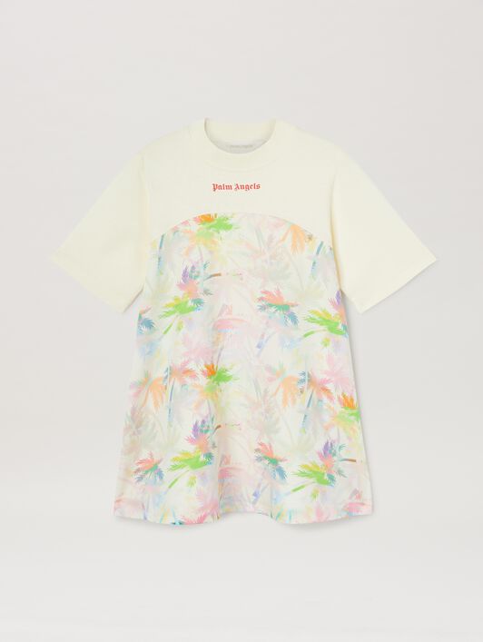 PALM ANGELS  T-shirt dress with all over palms print BUTTER ROSEPINK PGDB018S25FAB001