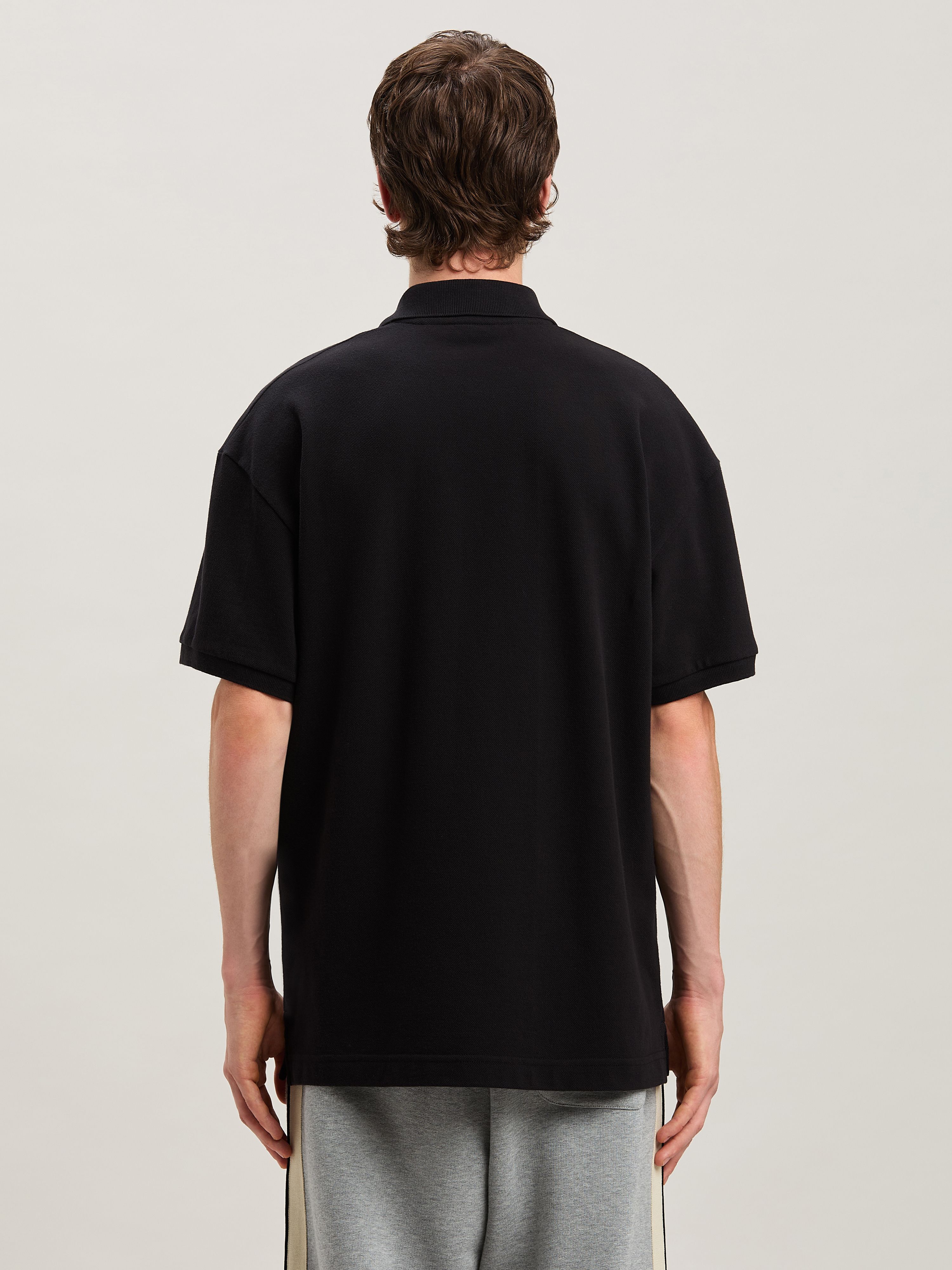 PALM ANGELS  Curved Logo polo shirt BLACK - OFF WHITE PMGB012S25FAB003
