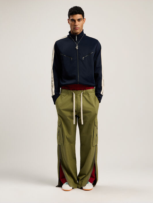 Curved Logo Cargo Pants PALM ANGELS Curved Logo Cargo Pants ARMY GREEN - DARK GREEN PMCF037F25FAB001