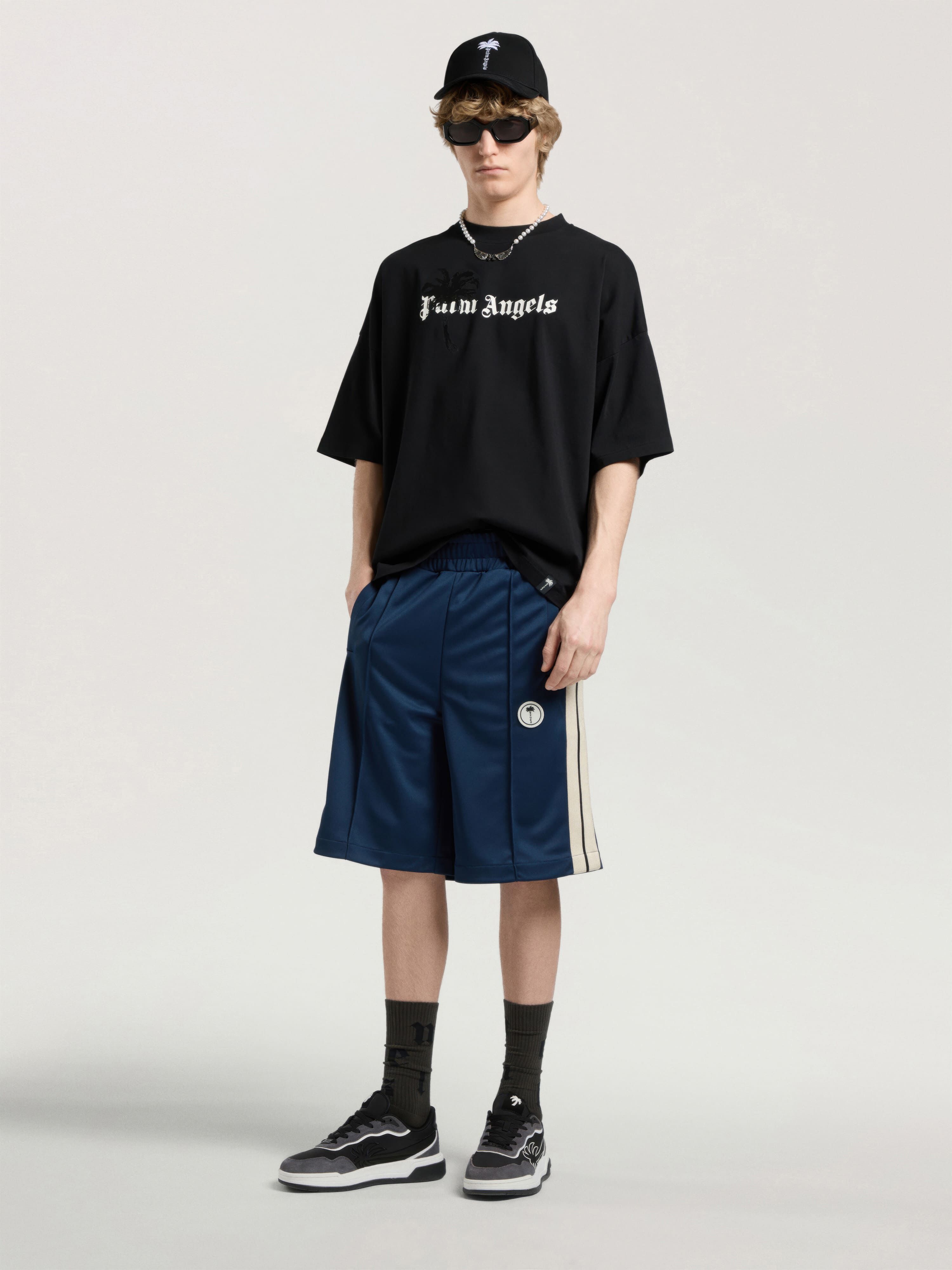 PALM ANGELS Palm Drift Loose Tee BLACK - OFF WHITE PAMAA03W26JR06
