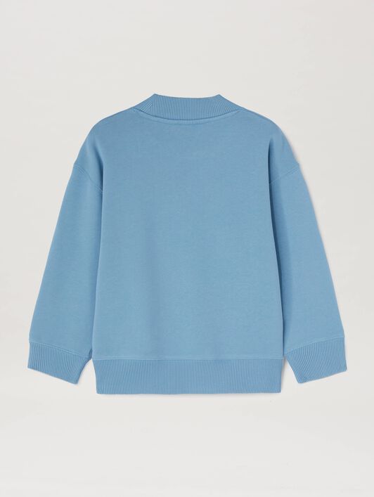 PALM ANGELS  Block logo sweatshirt DUSY BLUE OFF WHITE PBBA012S25FLE002