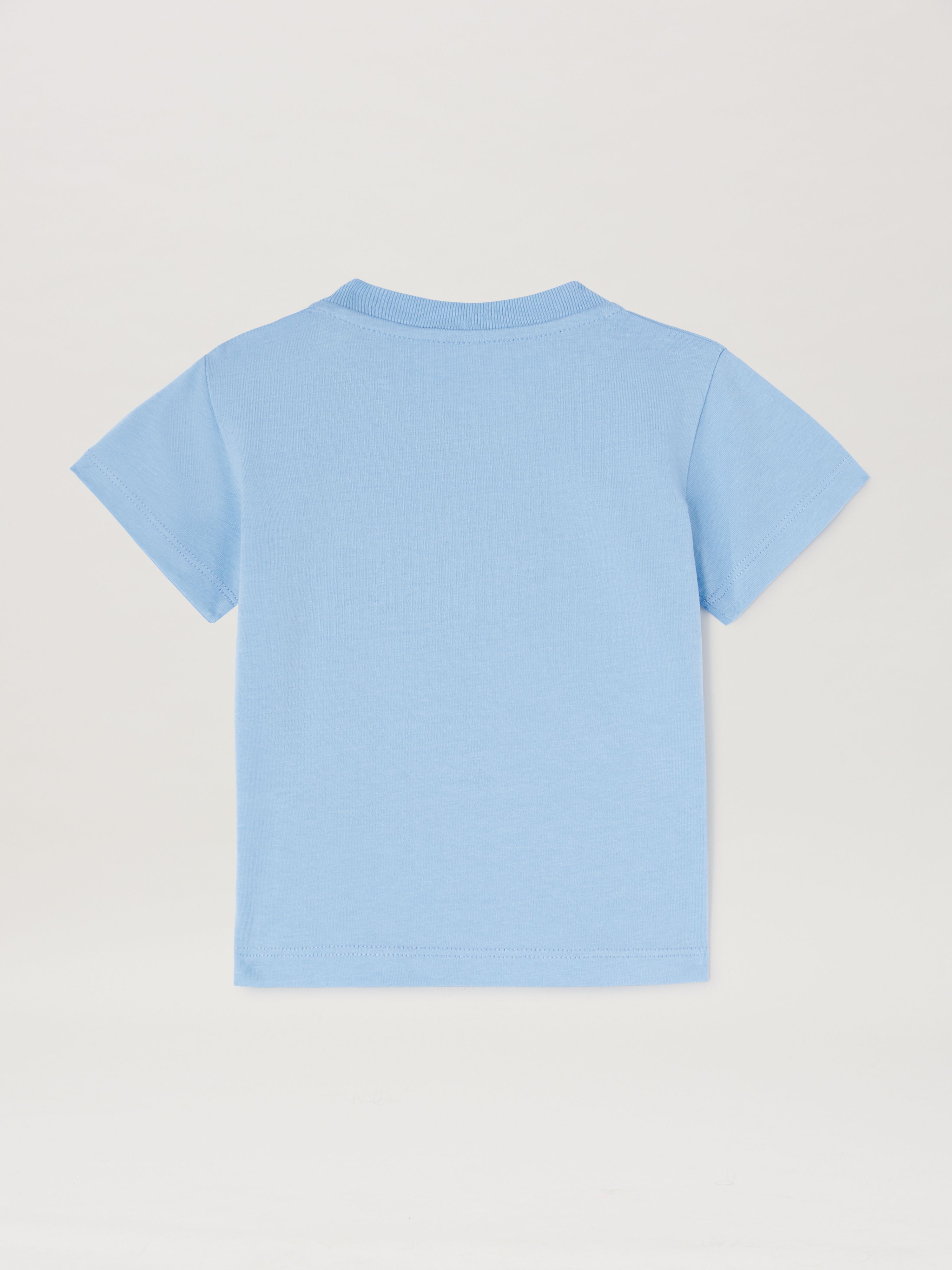 PALM ANGELS  T-SHIRT MIT BÄR LIGHT BLUE BROWN PBXB001S25JER002