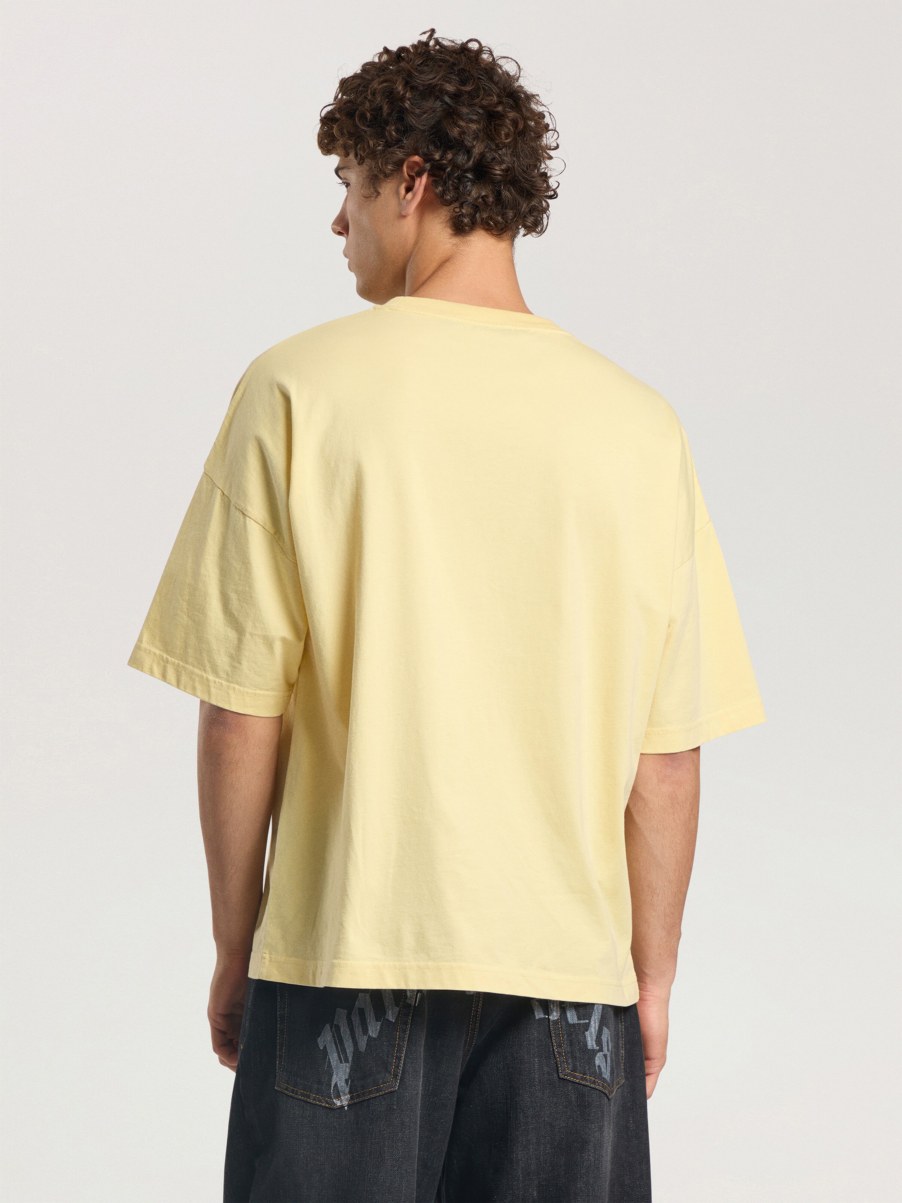 Vintage Box Logo Loose T-Shirt PALM ANGELS Vintage Box Logo Loose T-Shirt LIGHT YELLOW - BROWN PAMAA03F26JR04
