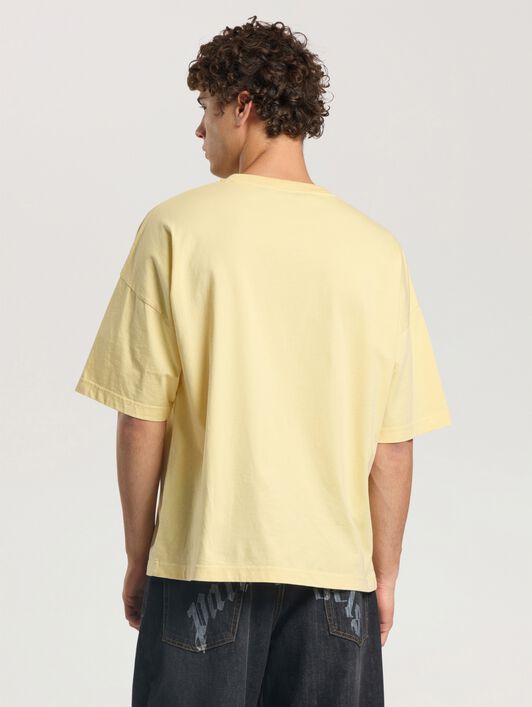 Vintage Box Logo Loose T-Shirt PALM ANGELS Vintage Box Logo Loose T-Shirt LIGHT YELLOW - BROWN PAMAA03F26JR04