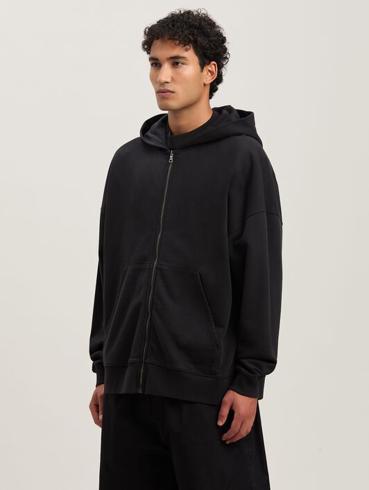 PALM ANGELS  Hoodie mit geschwungenem Logo und Reißverschluss BLACK - OFF WHITE PMBE016S25FLE003