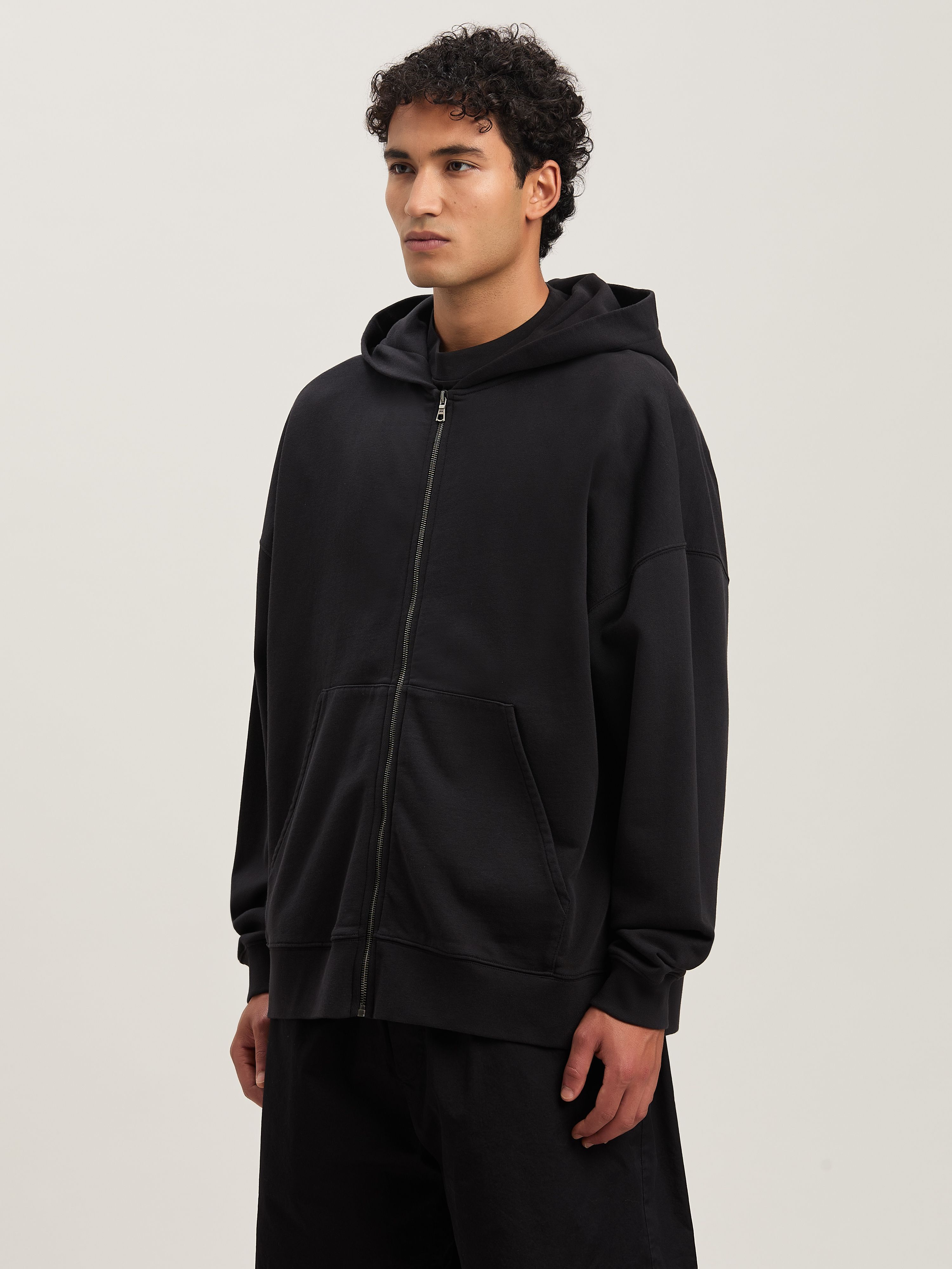 PALM ANGELS  Hoodie mit geschwungenem Logo und Reißverschluss BLACK - OFF WHITE PMBE016S25FLE003
