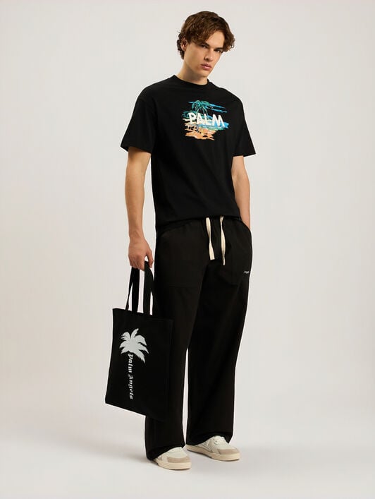 Palm Tree Tote Bag PALM ANGELS Palm Tree Tote Bag BLACK - OFF WHITE PAMNA01W26FB01