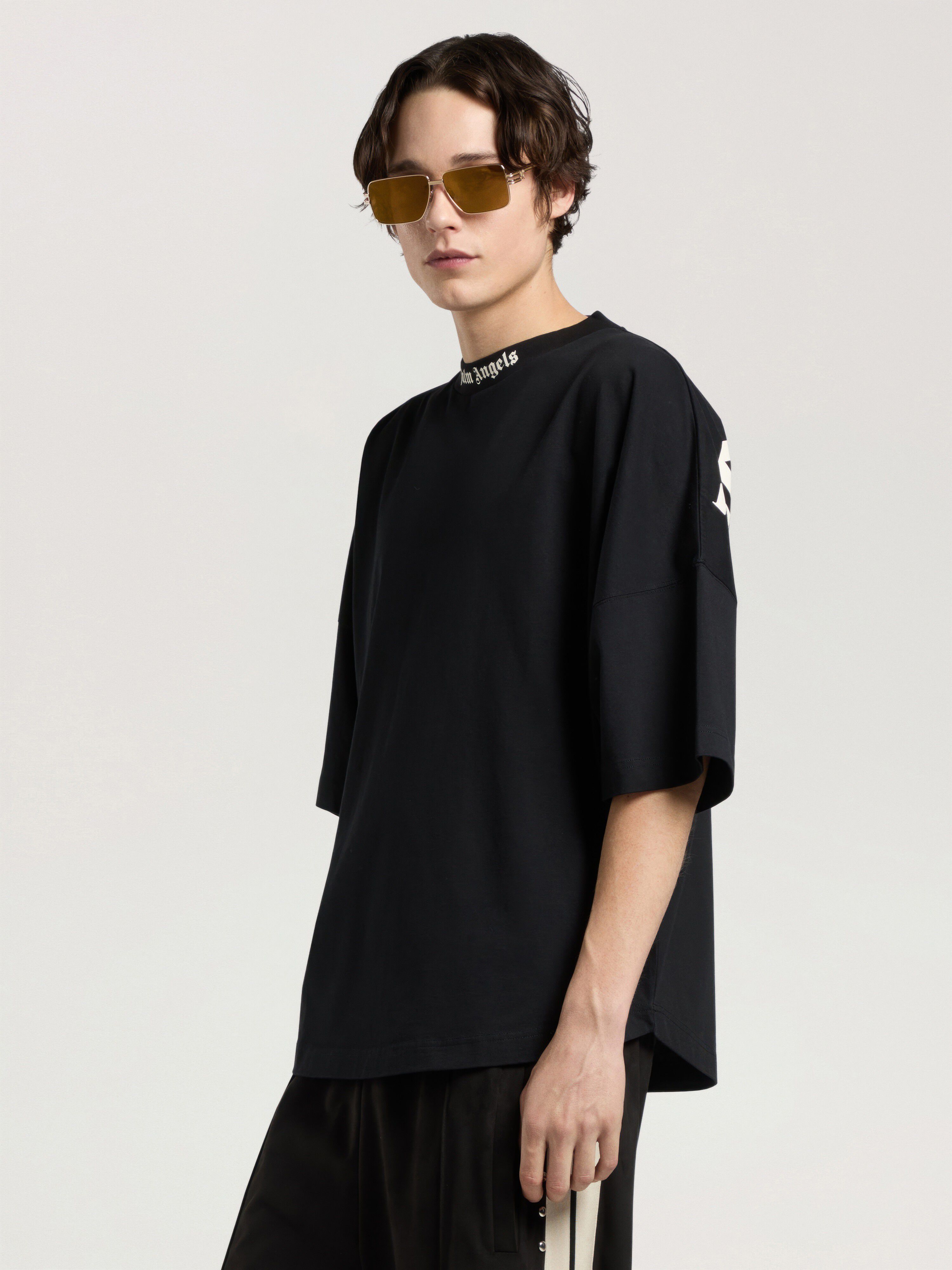 PALM ANGELS Classic Logo Oversized T-Shirt BLACK - OFF WHITE PAMAA05F26JR02