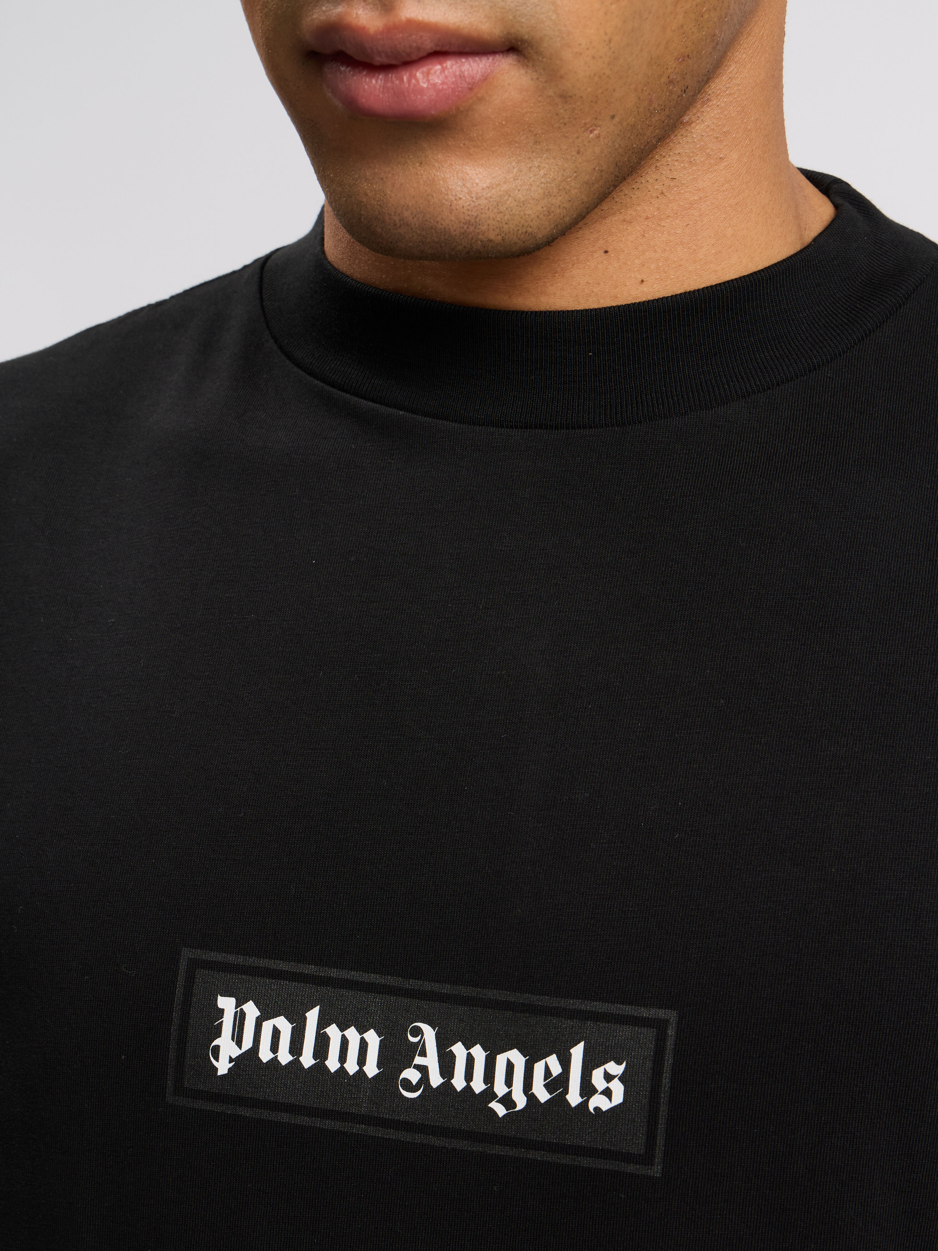 PALM ANGELS Box Logo T-Shirt BLACK - WHITE PMAA001C99JER032