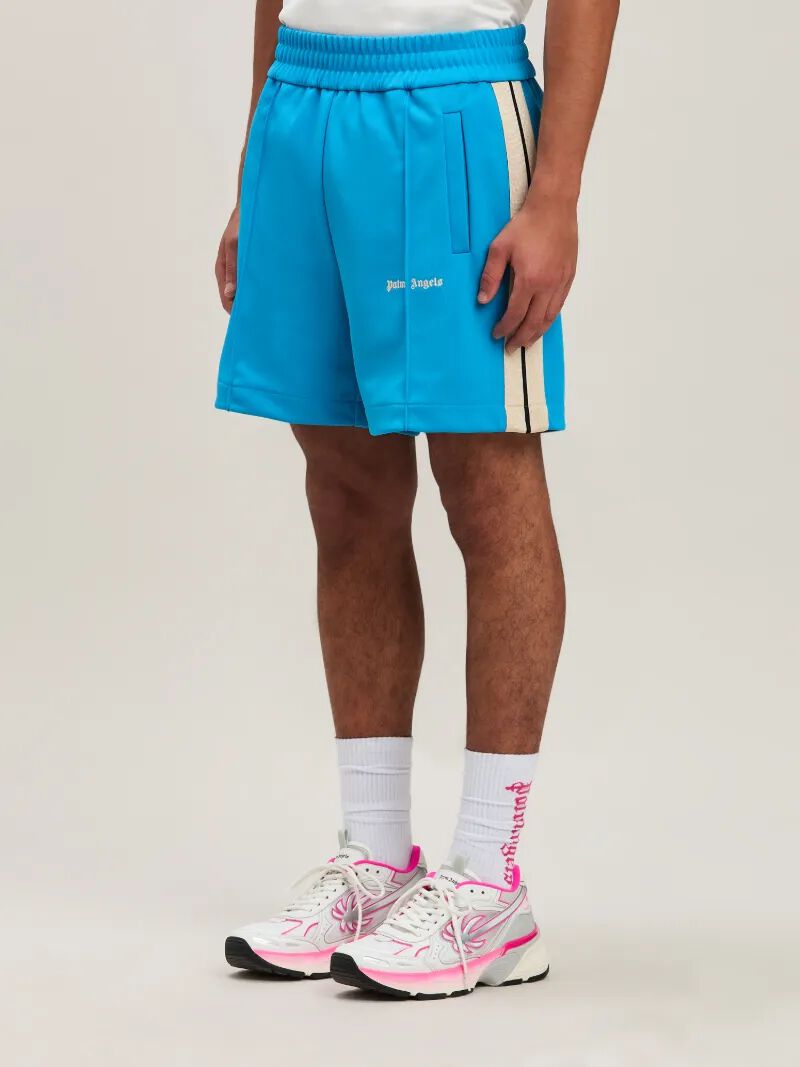 PALM ANGELS  Classic logo Track shorts LIGHT BLUE - OFF WHITE PMCL004S25FAB001