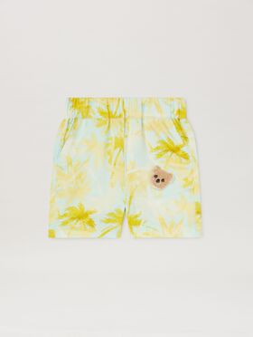 PALM ANGELS  All over palm print shorts LIGHT BLUE OFFWHITE PB2X017S25JER001