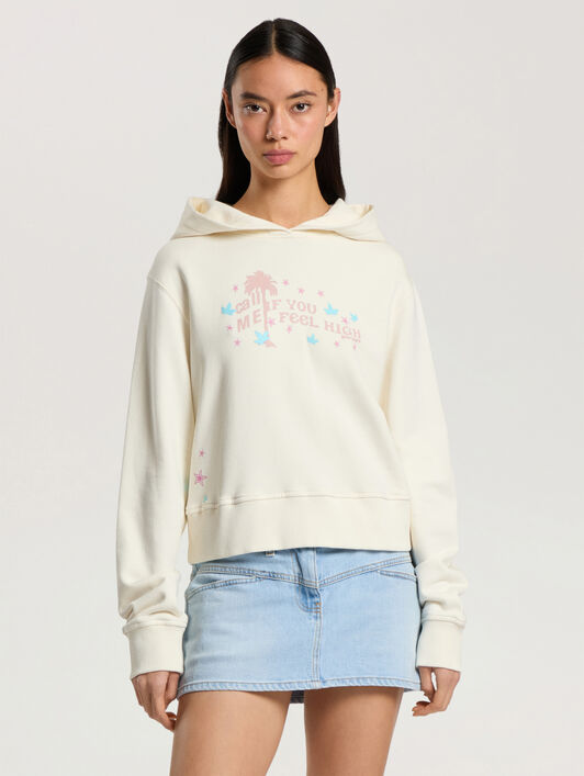 PALM ANGELS Feel High Regular Hoodie OFF WHITE - MULTICOLOR PAWBB03F26FL01