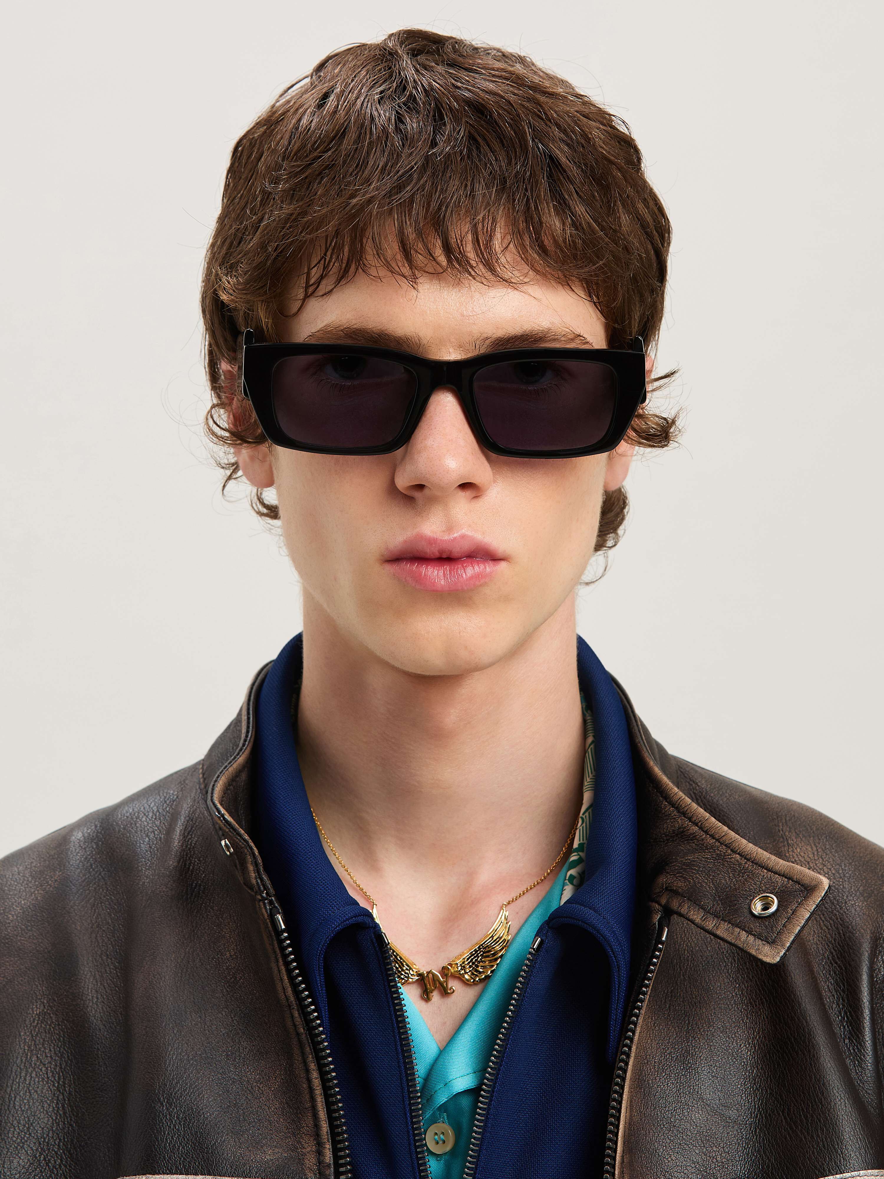 PALM ANGELS  Palm sunglasses BLACK - BLUE PERI002C99PLA001