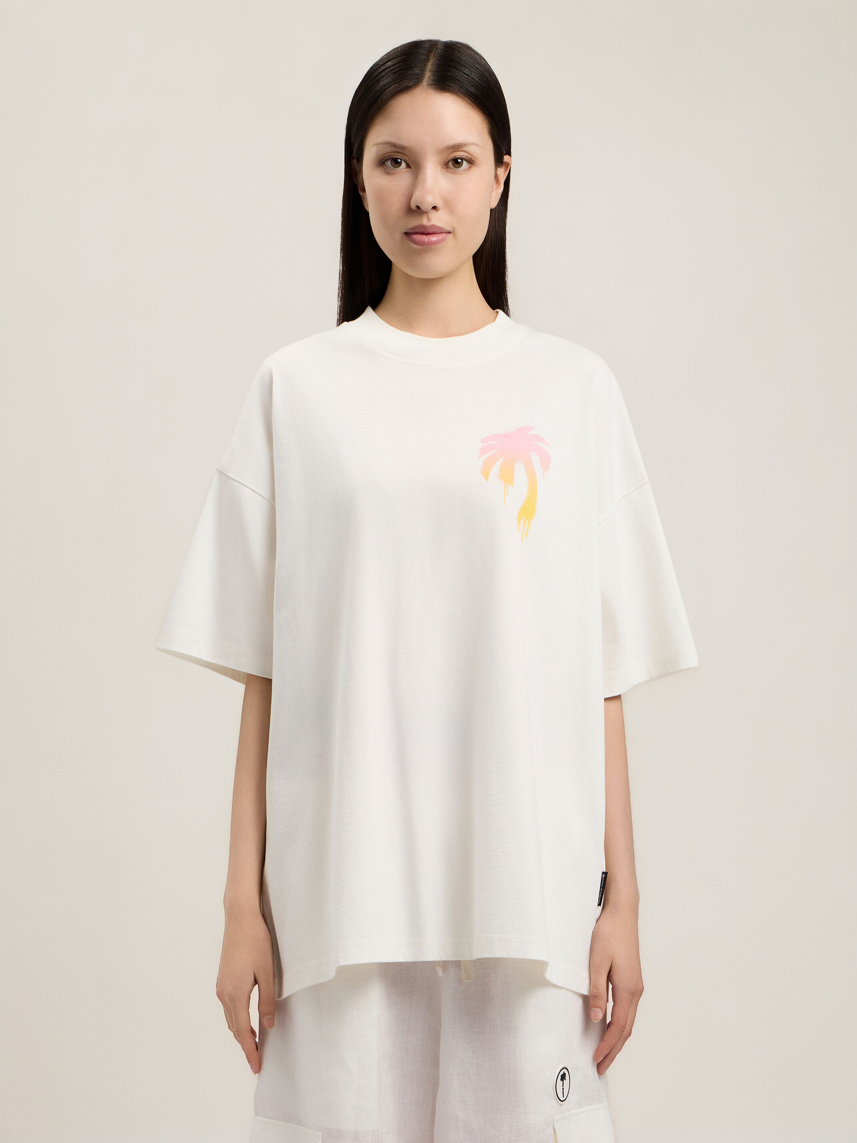 PALM ANGELS I Love PA Loose T-Shirt OFF WHITE BLACK PWAA07BS26JER004