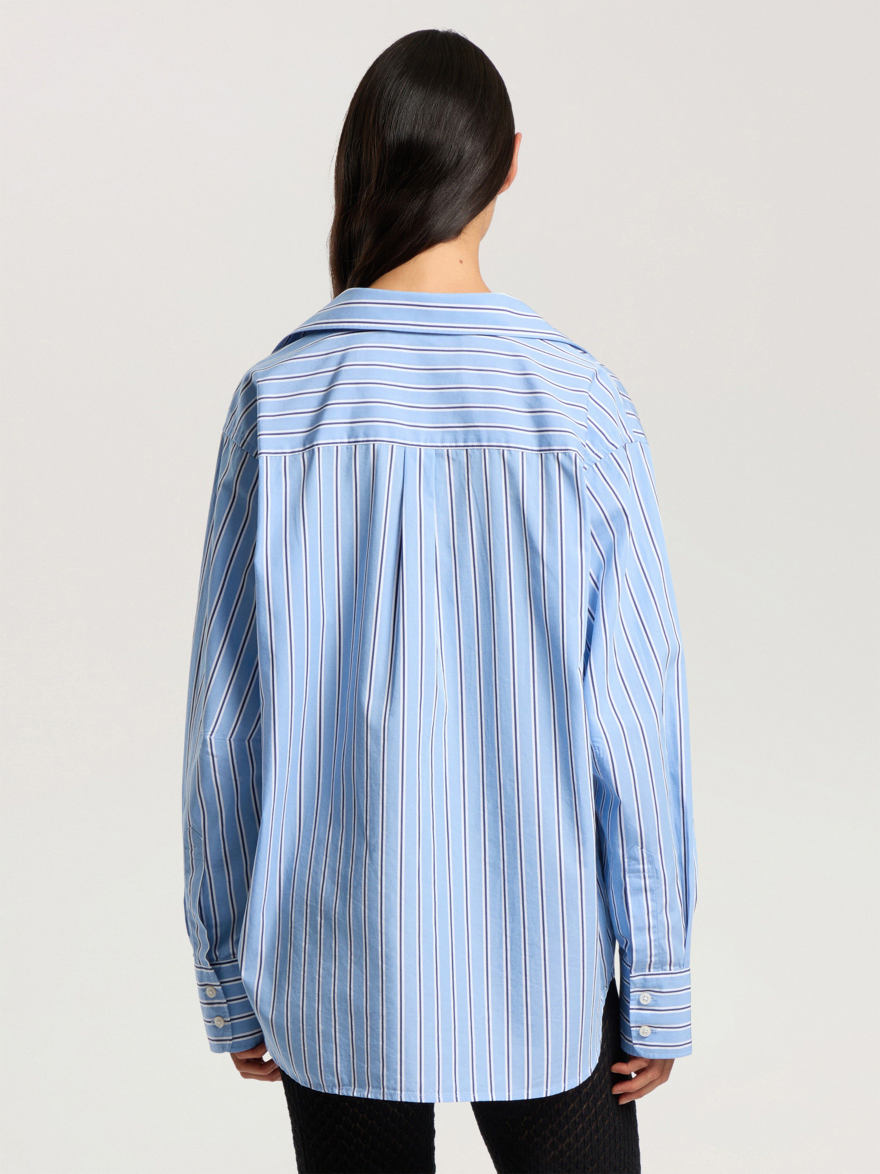 PALM ANGELS Palm Sway Oversized Shirt MEDIUM BLUE - OFF WHITE PAWGA02F26FB01
