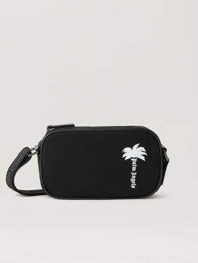 PALM ANGELS Tree Logo Crossbody Bag BLACK WHITE PMNQ01CS26FAB001