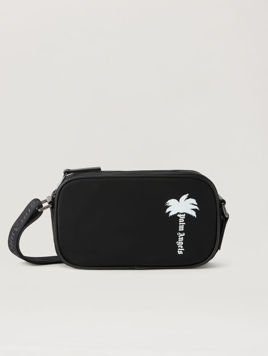 PALM ANGELS Tree Logo Crossbody Bag BLACK WHITE PMNQ01CS26FAB001