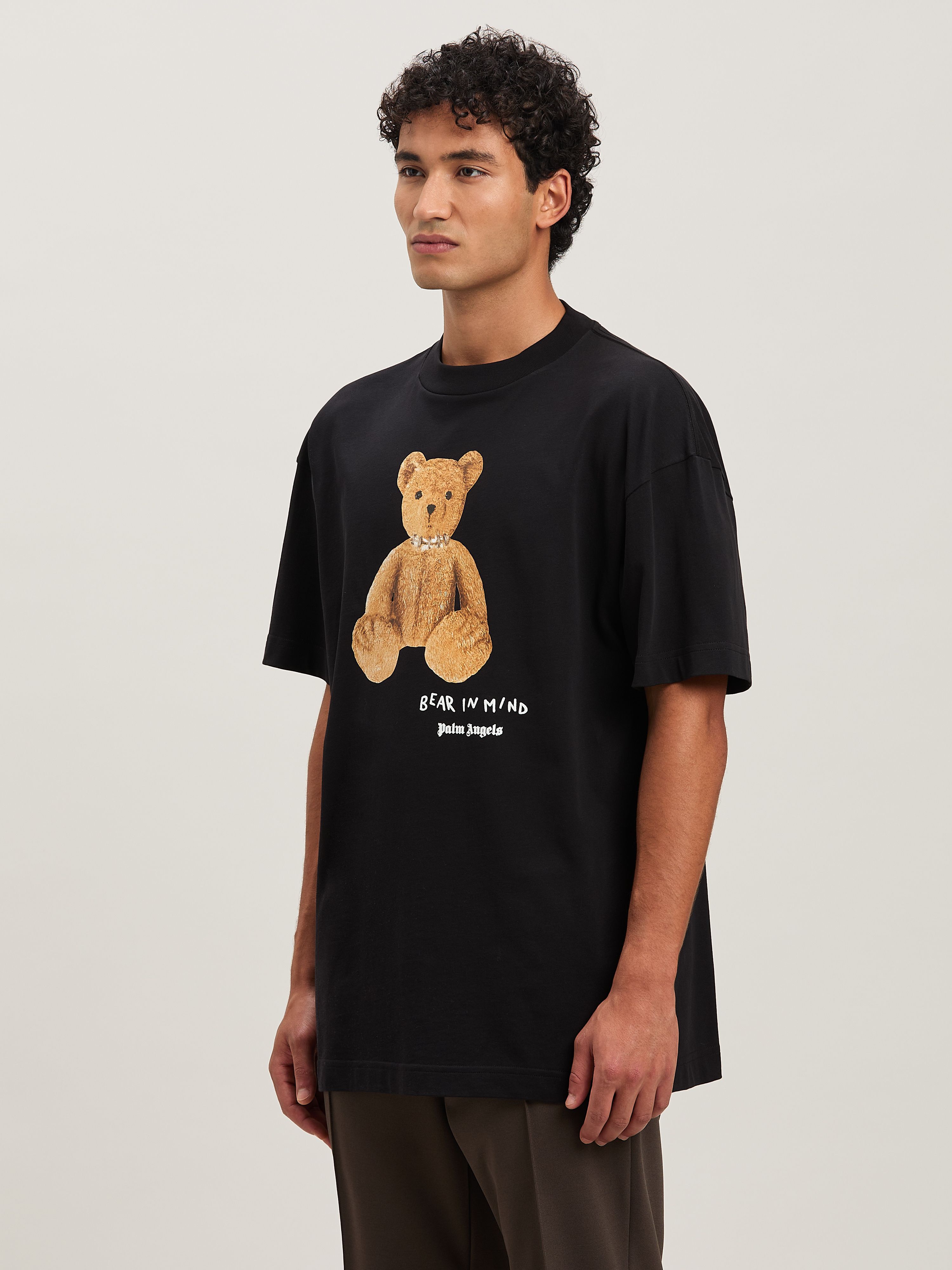 PALM ANGELS  Bear in Mind T-shirt BLACK - BROWN PMAA001S25JER005
