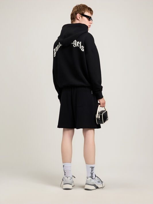 PALM ANGELS Waist Logo Sweatshorts BLACK RED PMCI019S26FLE001