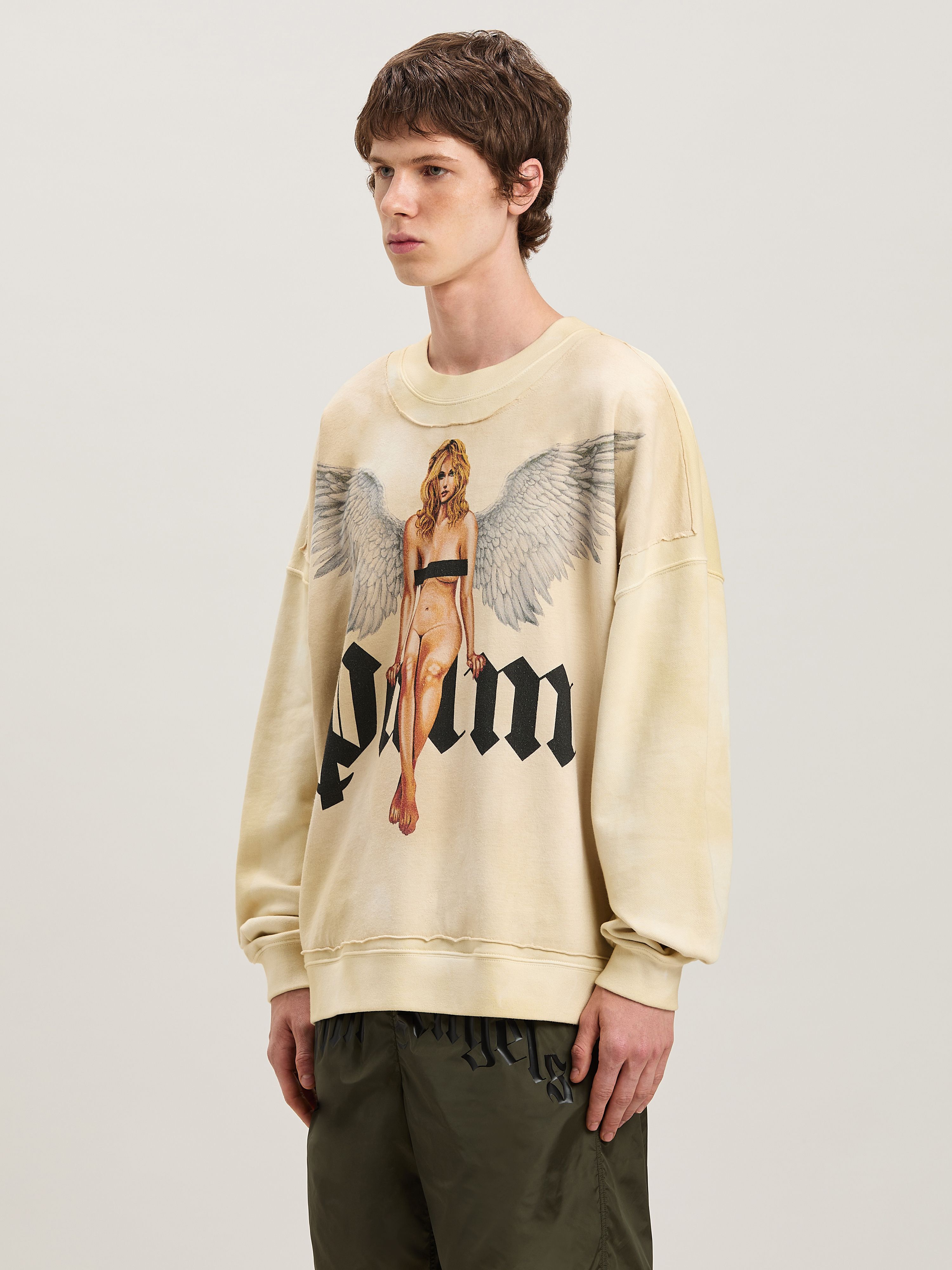 PALM ANGELS  Pin Up Sweatshirt IVORY - BLACK PMBA080S25FLE002
