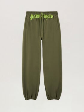 PALM ANGELS Waist Logo Sweatpants MILITARY GREEN LIME PMCH025S26FLE001