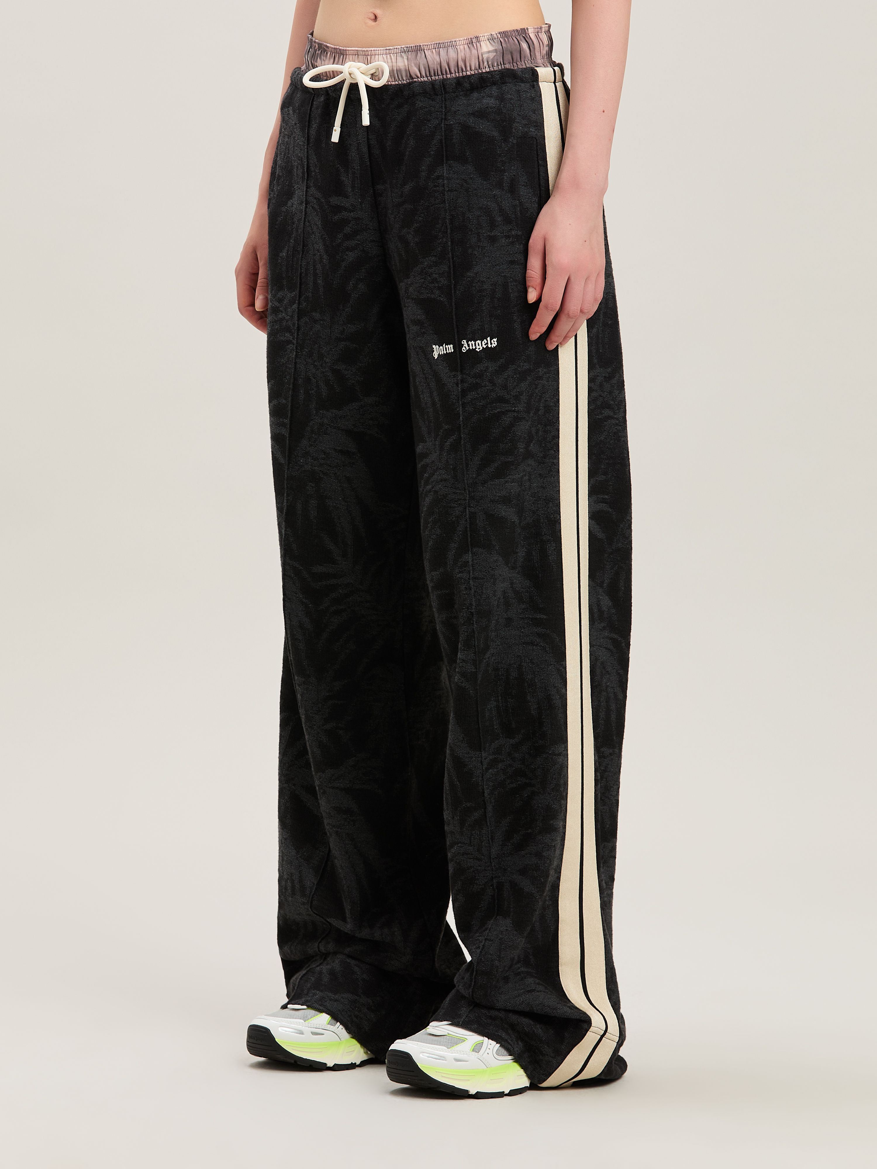 PALM ANGELS  Palms jaquaredTrack pants BLACK - OFF WHITE PWCJ016S25FAB001