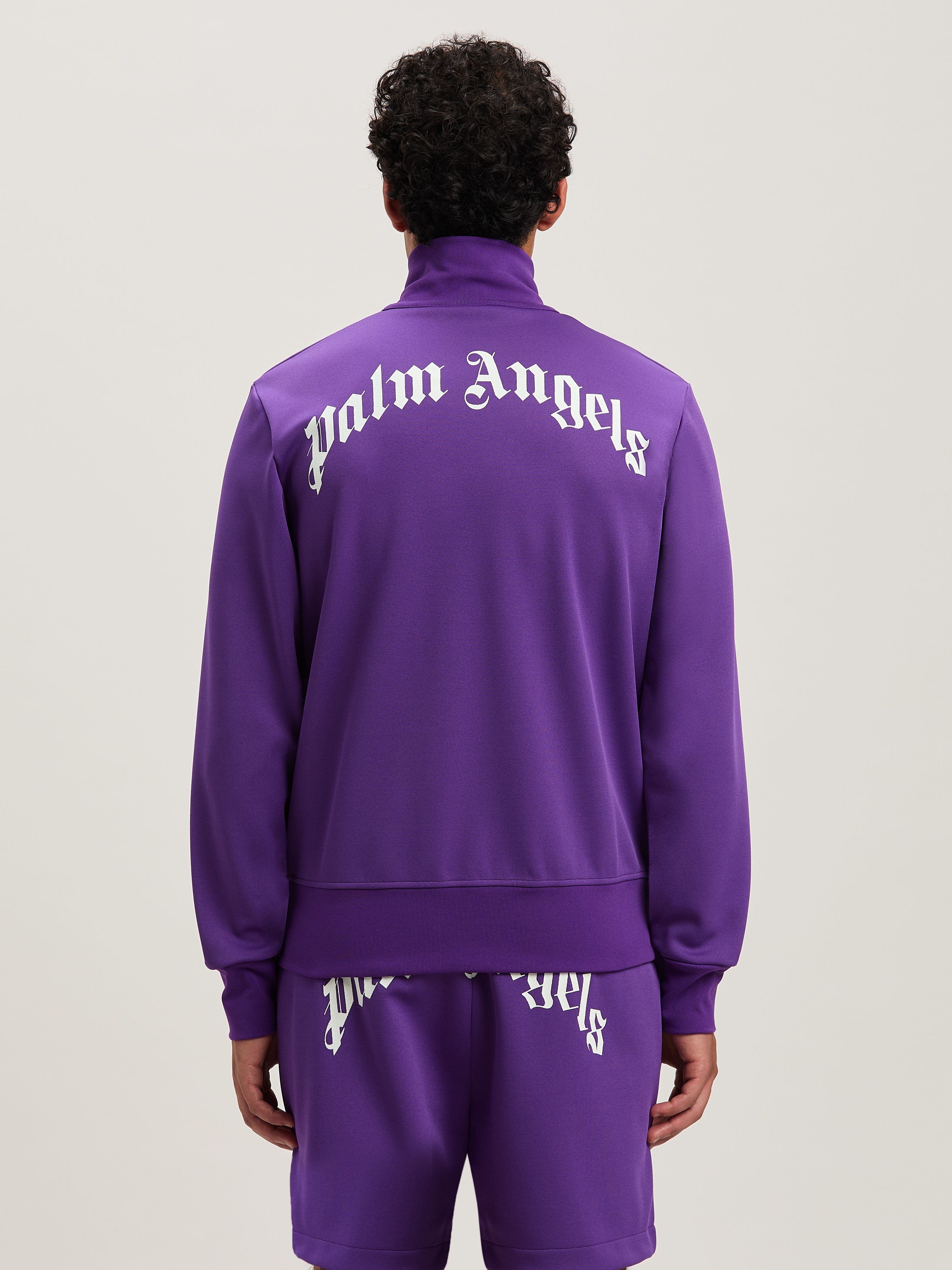 PALM ANGELS  Trainingsjacke mit geschwungenem Logo PURPLE - OFF WHITE PMBD089S25FAB001