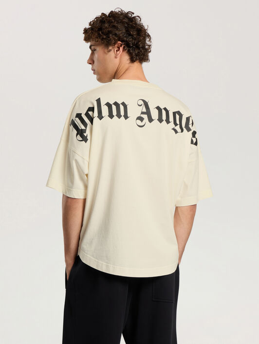 PALM ANGELS T-Shirt Oversize Con Logo Classico OFF WHITE - BLACK PAMAA05F26JR02