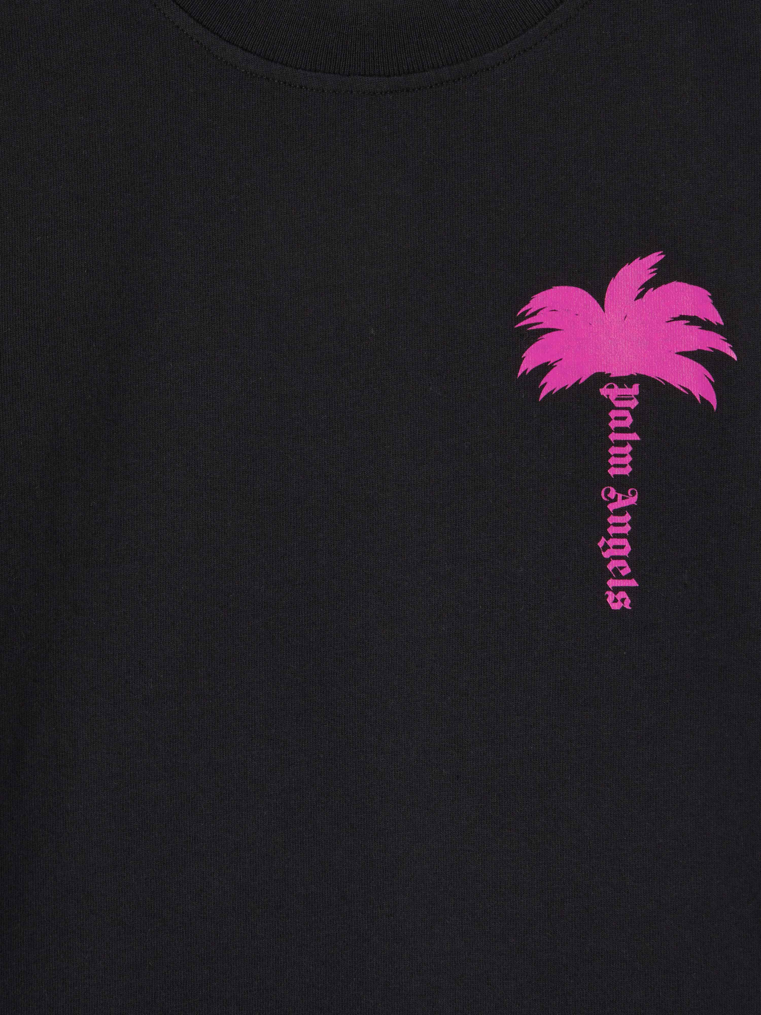 PALM ANGELS  The Palm T-Shirt BLACK FUCHSIA FLUO PGAA002S25JER001