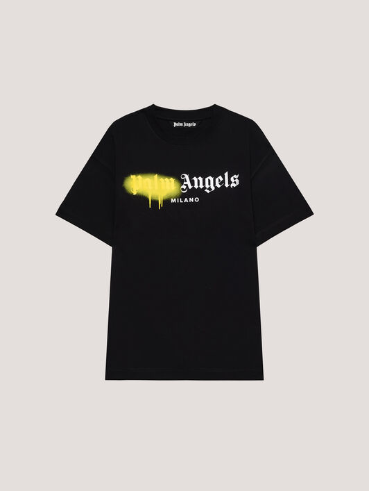 PALM ANGELS Spray Milan T-Shirt Black/Yellow PMAA109T26JER004