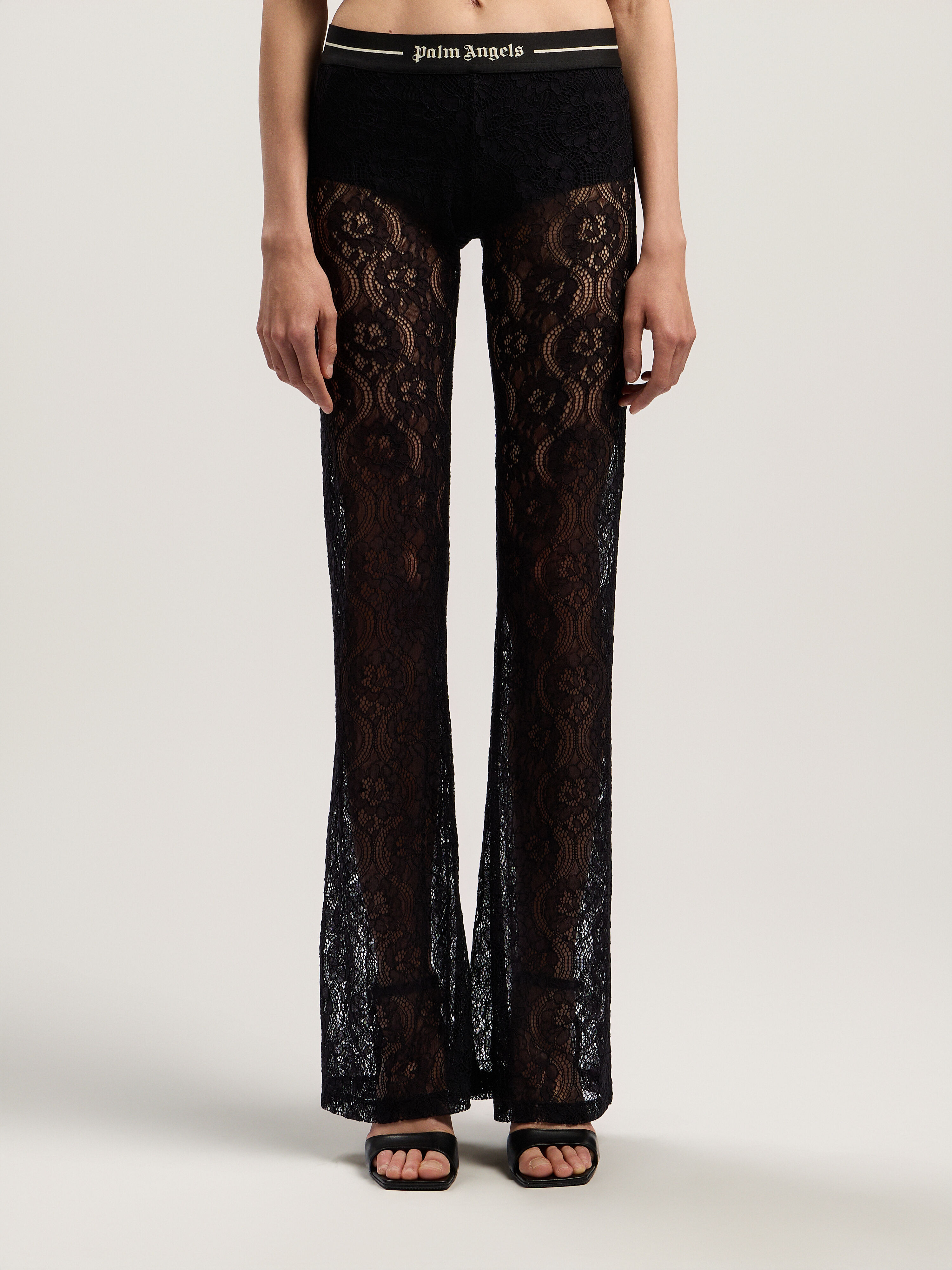PALM ANGELS Classic Logo Lace Pants BLACK - BLACK PWCA15EF25FAB001