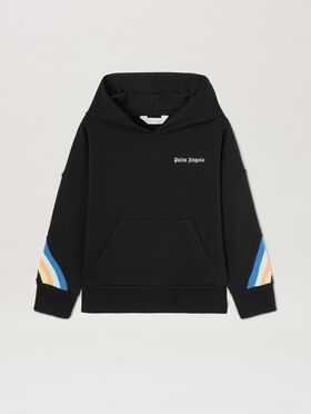 PALM ANGELS  Multicolor band Track hoodie DUSTY BLUE OFF WHITE PBCJ002C99FAB003