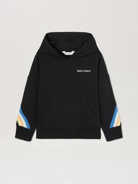 PALM ANGELS  Multicolor band Track hoodie BLACK OFF WHITE PBBB014S25FLE001