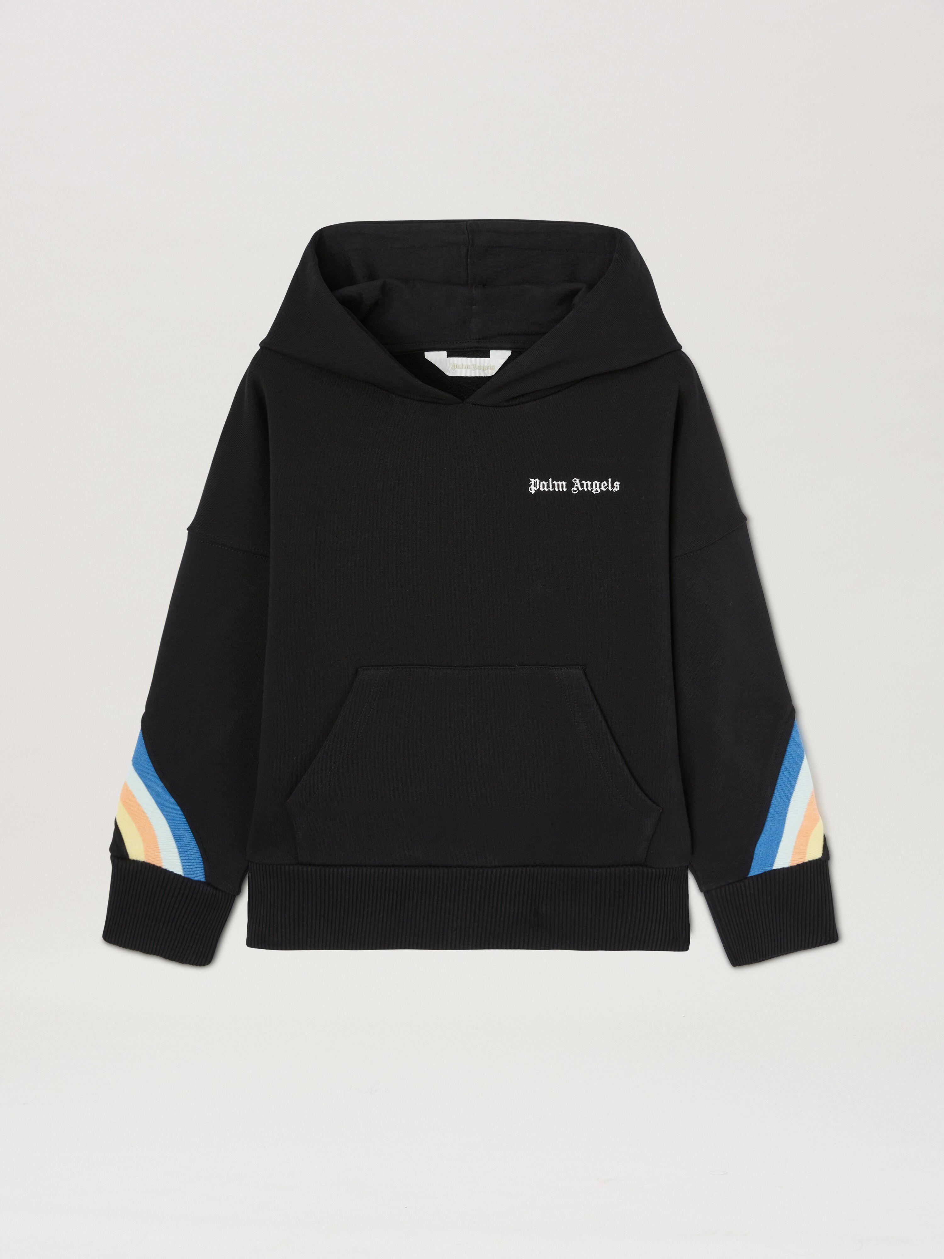 PALM ANGELS  Multicolor band Track hoodie BLACK OFF WHITE PBBB014S25FLE001