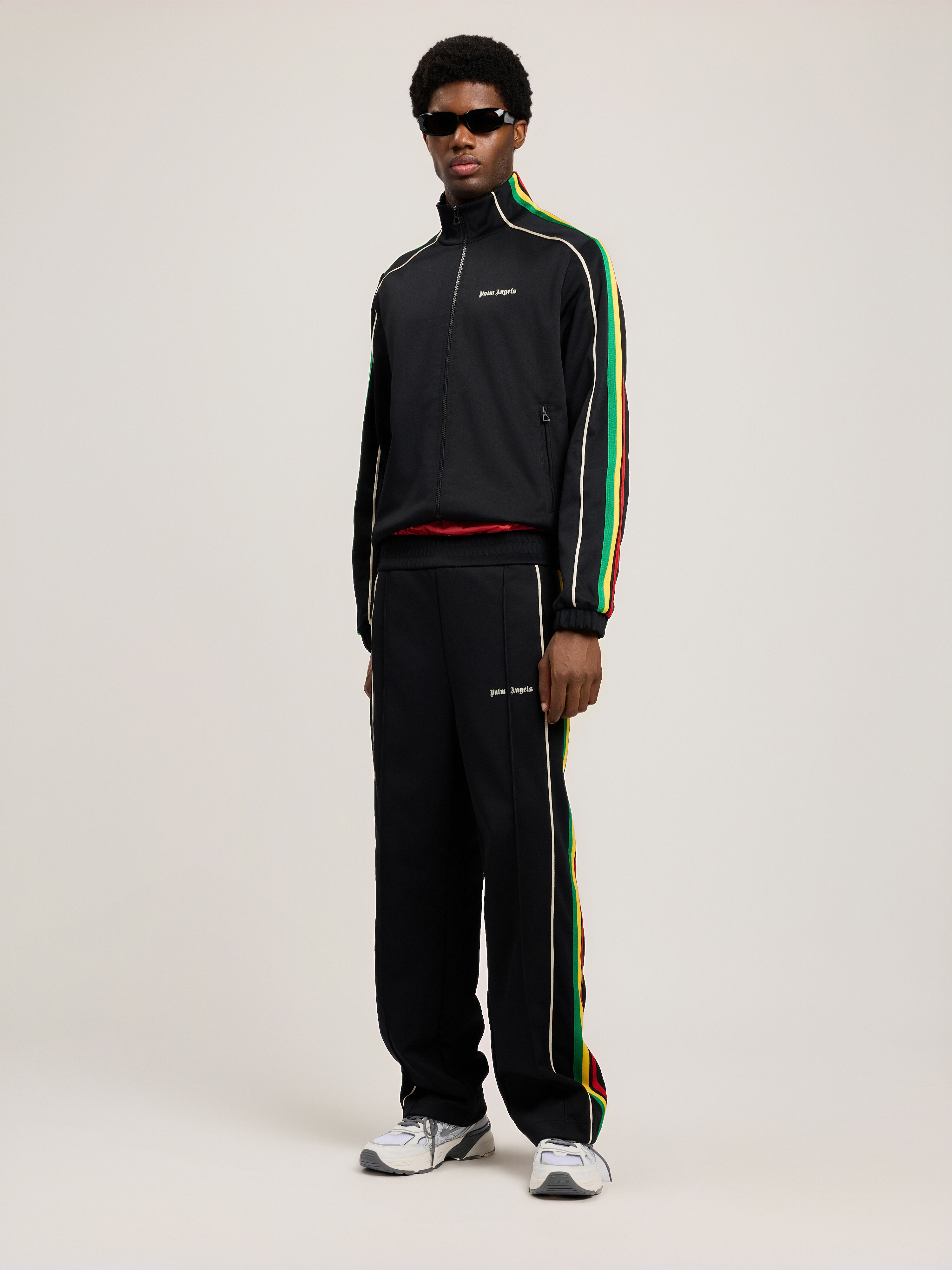 PALM ANGELS Classic Logo Vintage Track Jacket BLACK OFF WHITE PMBD08NS26FAB002