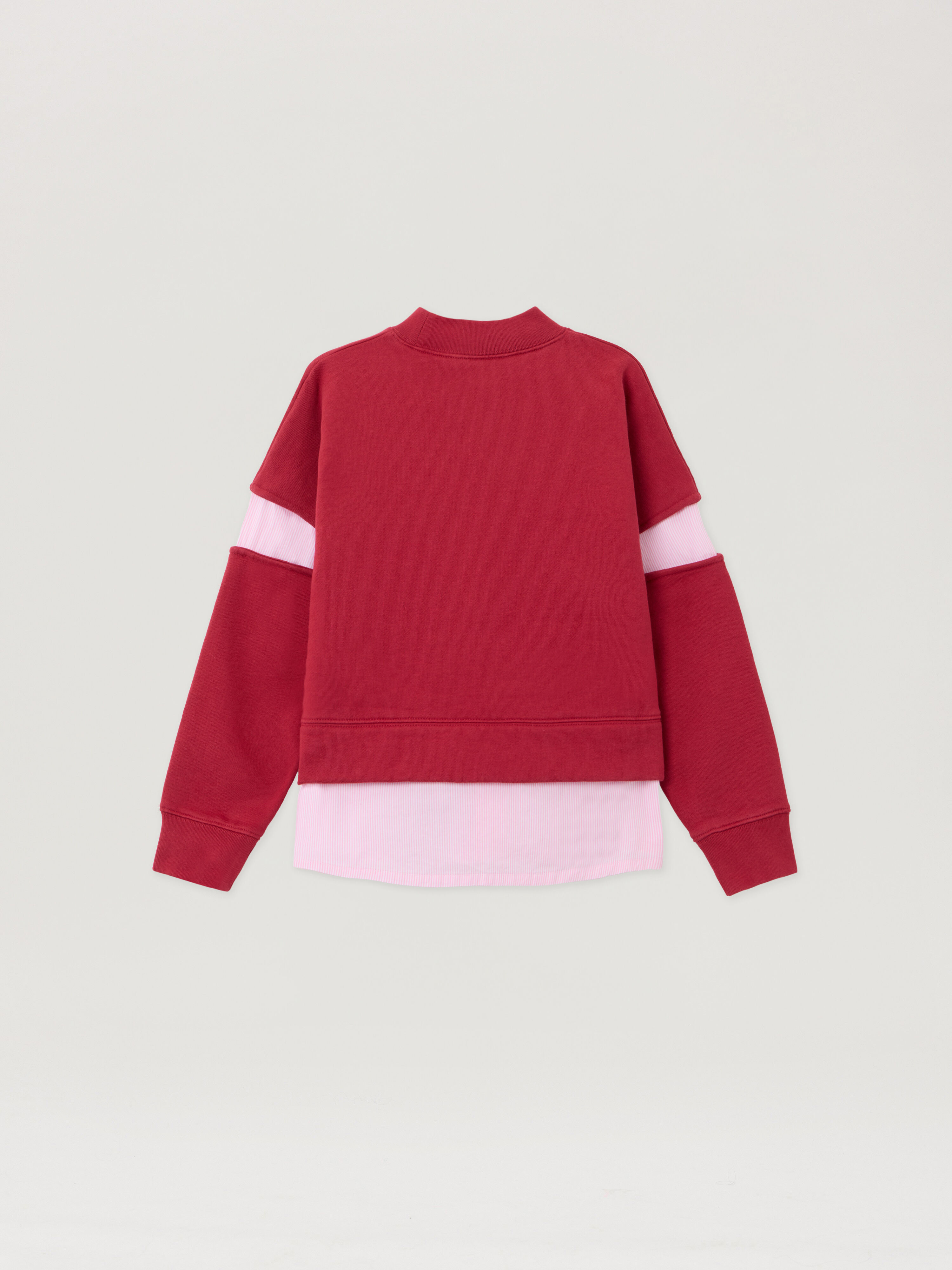 PALM ANGELS Pa Stripes Hybrid Sweat Crew BRICK RED - OFF WHITE PGBA016F25FLE001