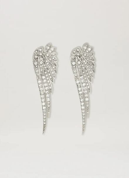 WINGS STRASS EARRINGS SILVER - TRANSPARE