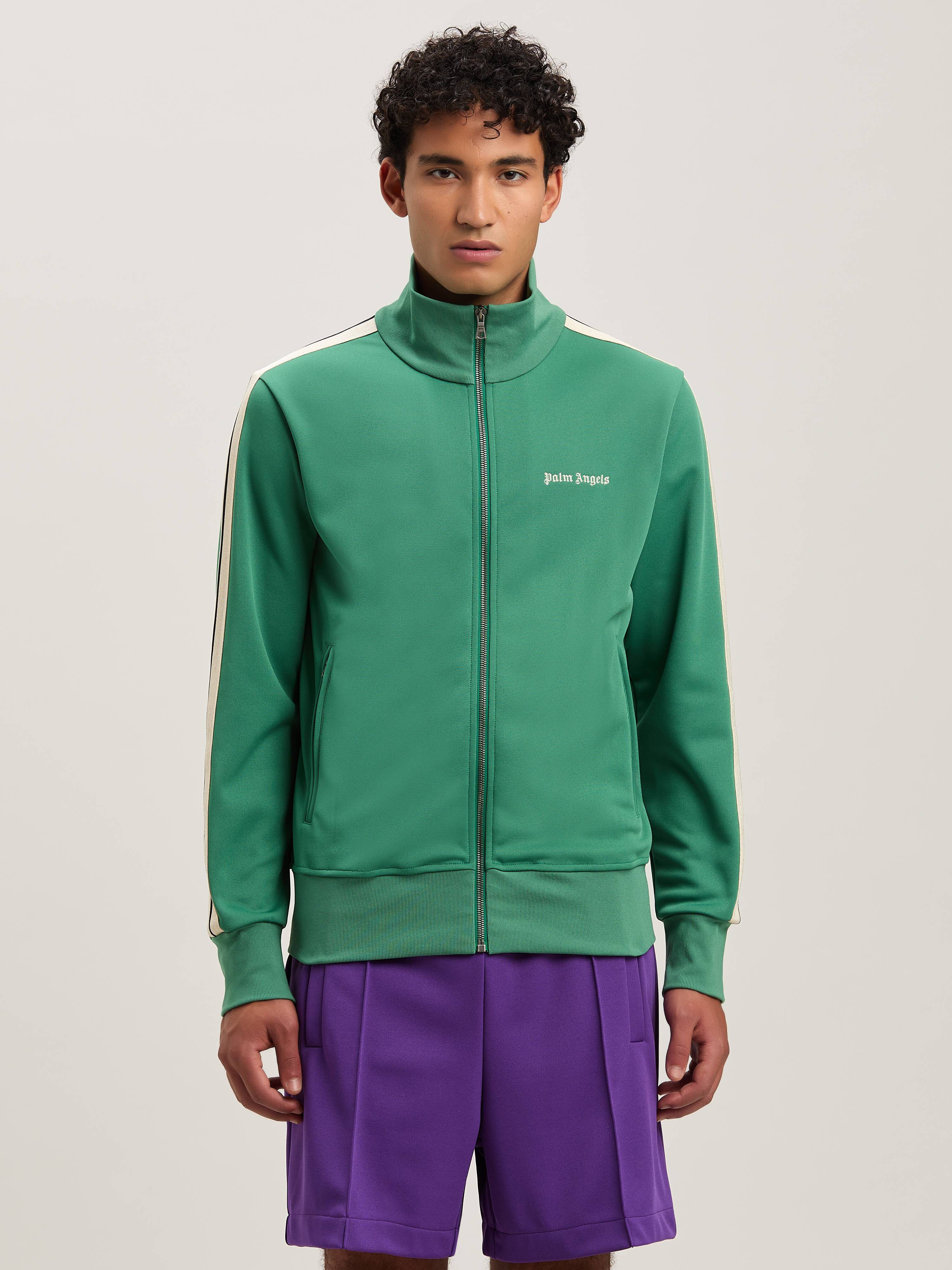PALM ANGELS  Trainingsjacke mit eingesticktem Logo FOREST GREEN - OFF WHITE PMBD058S25FAB001