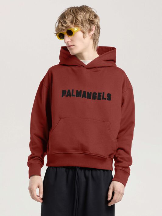 PALM ANGELS Palm Hills Regular Hoodie BRICK RED - BLACK PAMBB03W26FL07