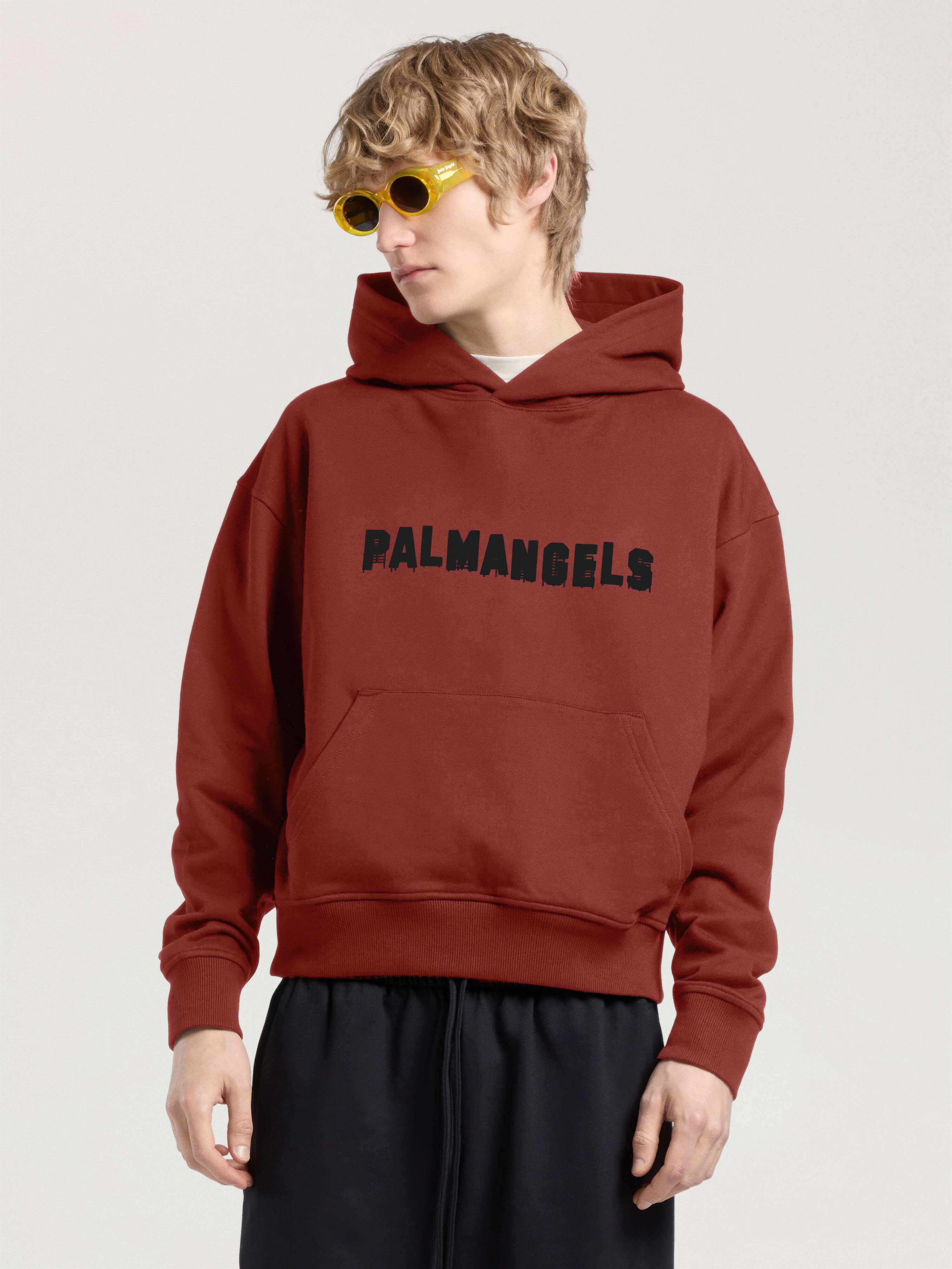 PALM ANGELS Palm Hills Regular Hoodie BRICK RED - BLACK PAMBB03W26FL07